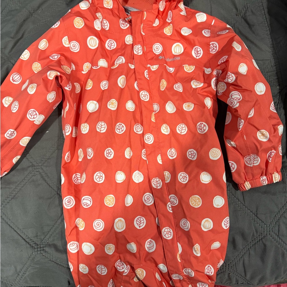 Columbia Orange Patterned Toddler Rain Jacket